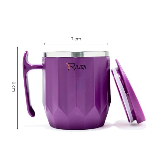 RILION Coffee Mug with Lid Insulated Stainless Steel for Tea Milk Mug Inner Stylist Double Wall Cup for Home & Office Use, Mugs to Gift to Best Friend, Tea Mugs Pack of 1 Pcs, 300 Ml - Image 4
