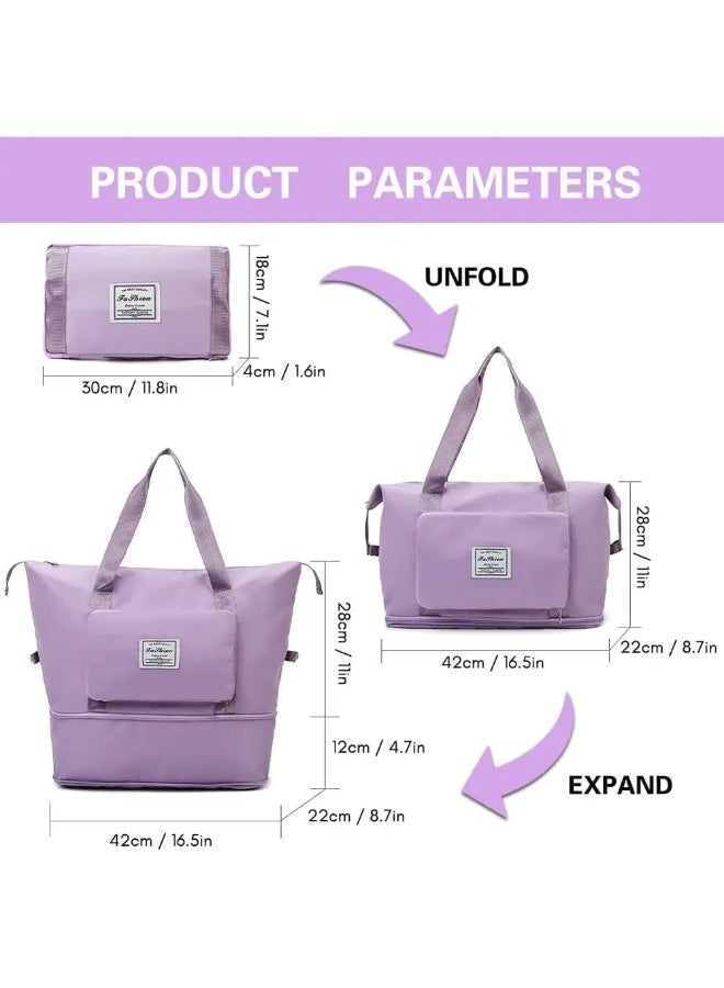 شنطة سفر دفل شيري لاند قماش أكسفورد قابلة للتوسيع، سعة كبيرة - بنفسجي - Image 1