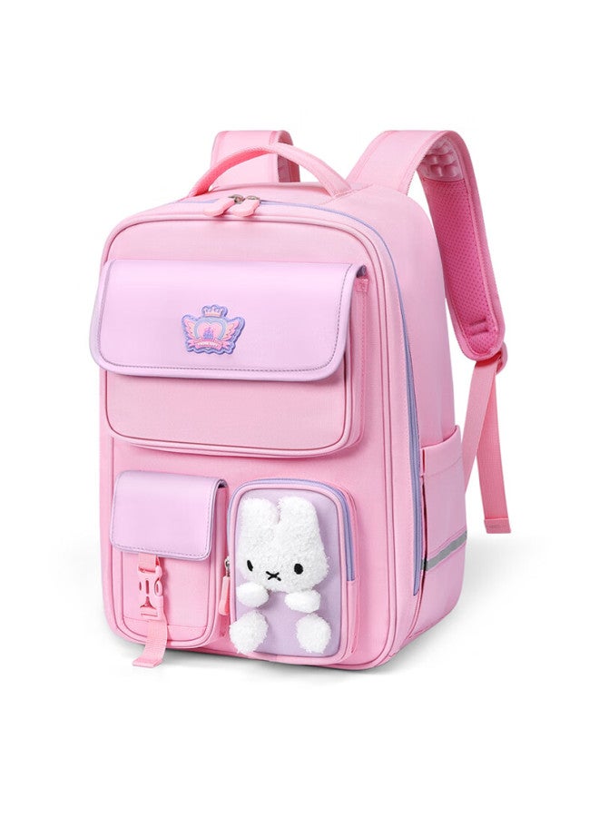 Ninth Castle The Ninth Castle Elementary School Student Spine-protecting Backpack, Cartoon Rabbit Design, Lightweight Schoolbag For Girls And Boys, Grades 1-3 - Image 1