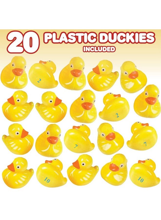 Gamie Duck Pond Matching Game for Kids Includes 20 Plastic Ducks with Numbers and 3’ x 6” Inflatable Pool - Fun Memory Game - Water Outdoor Game for Children, Preschoolers, Birthday Party