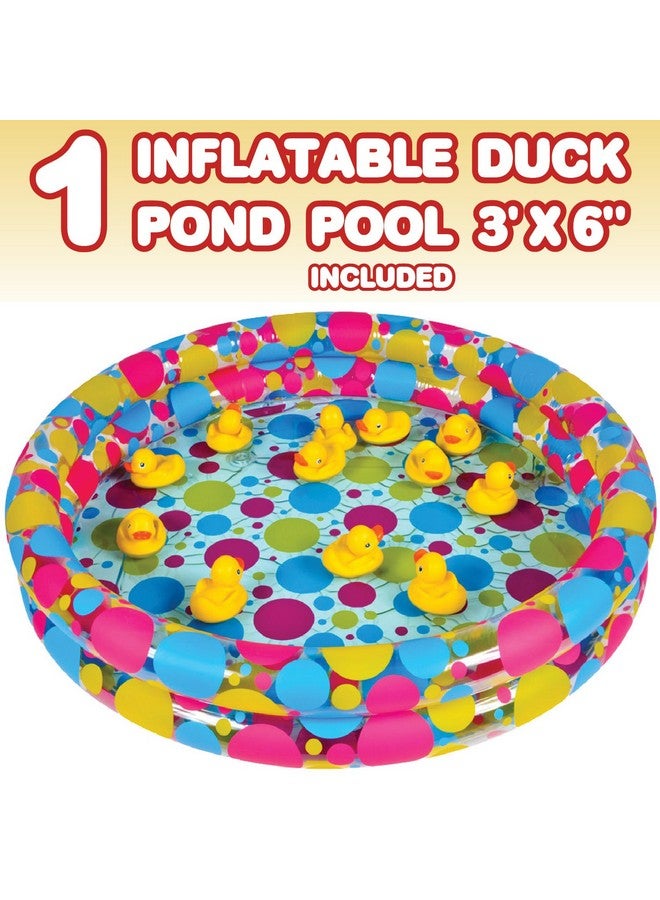 Gamie Duck Pond Matching Game for Kids Includes 20 Plastic Ducks with Numbers and 3’ x 6” Inflatable Pool - Fun Memory Game - Water Outdoor Game for Children, Preschoolers, Birthday Party