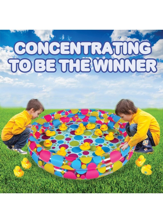 Gamie Duck Pond Matching Game for Kids Includes 20 Plastic Ducks with Numbers and 3’ x 6” Inflatable Pool - Fun Memory Game - Water Outdoor Game for Children, Preschoolers, Birthday Party