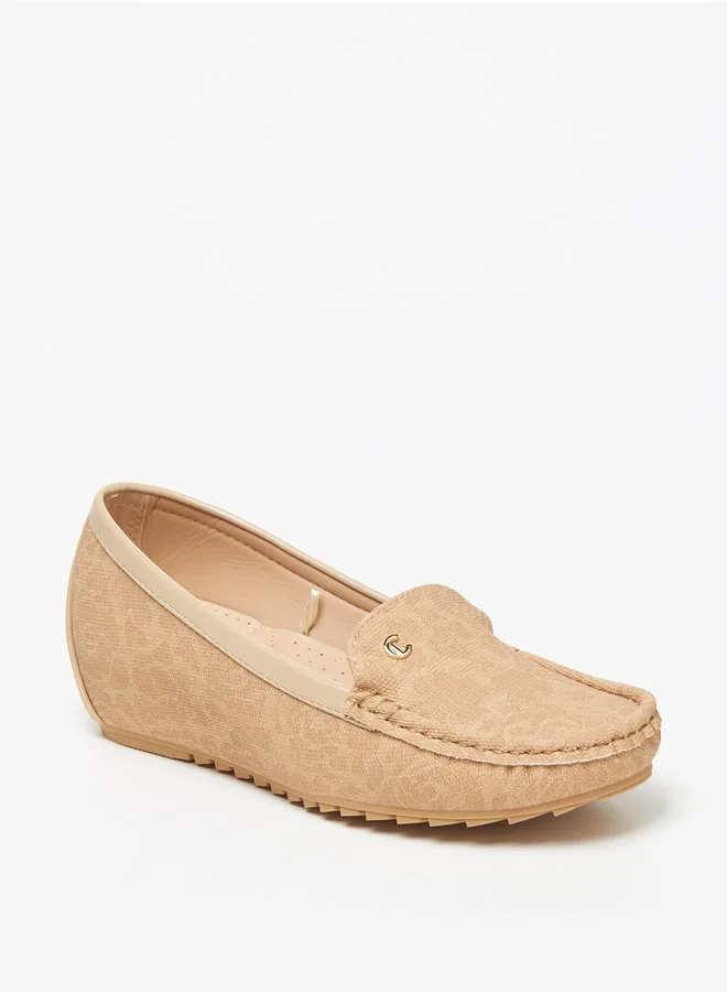 Le Confort Women's Floral Print Slip-On Wedge Heeled Moccasins