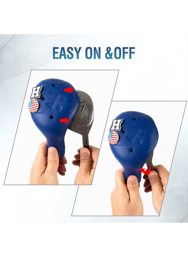 FRANKTECH Snap-On Golf Club Covers for Right-Handed Golf Clubs, Easy On Off in 1 Second, Fits 460cc Drivers, Washable EVA Plastic with Shaft Lock, DIY Pins for Customization (Red Driver Headcover) - Image 3