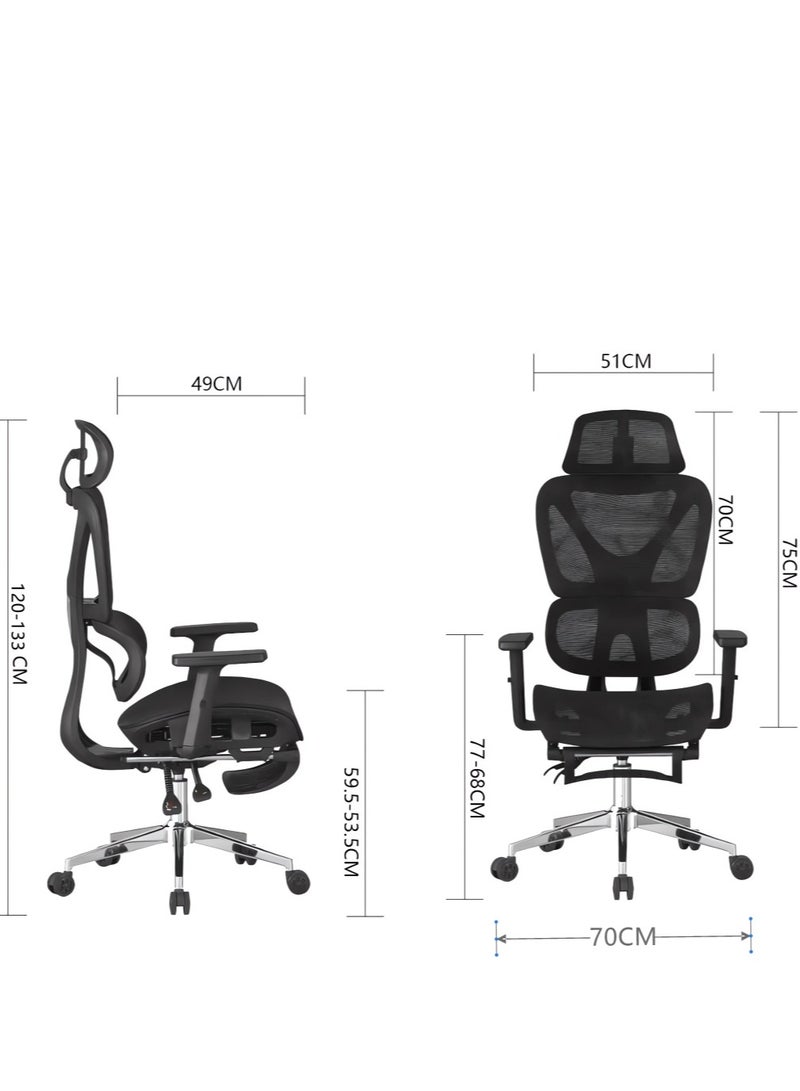 هوتس يو أيه إي كرسي مكتب إيرغونومية ، كرسي الألعاب الشبكة الخلفية العالية مع مسند الرأس ، الارتفاع القابل للتعديل والدعم القطني ، الأسود - Image 4