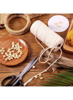 Premify 2 Pack 2mm White Cotton Rope Craft Macrame Cord, Natural Long Cotton Rope Handmade Art Material for Craft Wall, Hanging Plants, Drawstrings, Gardening, Home Decorations (2 x 100M White)  - Image 4