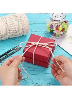 Premify 2 Pack 2mm White Cotton Rope Craft Macrame Cord, Natural Long Cotton Rope Handmade Art Material for Craft Wall, Hanging Plants, Drawstrings, Gardening, Home Decorations (2 x 100M White)  - Image 5