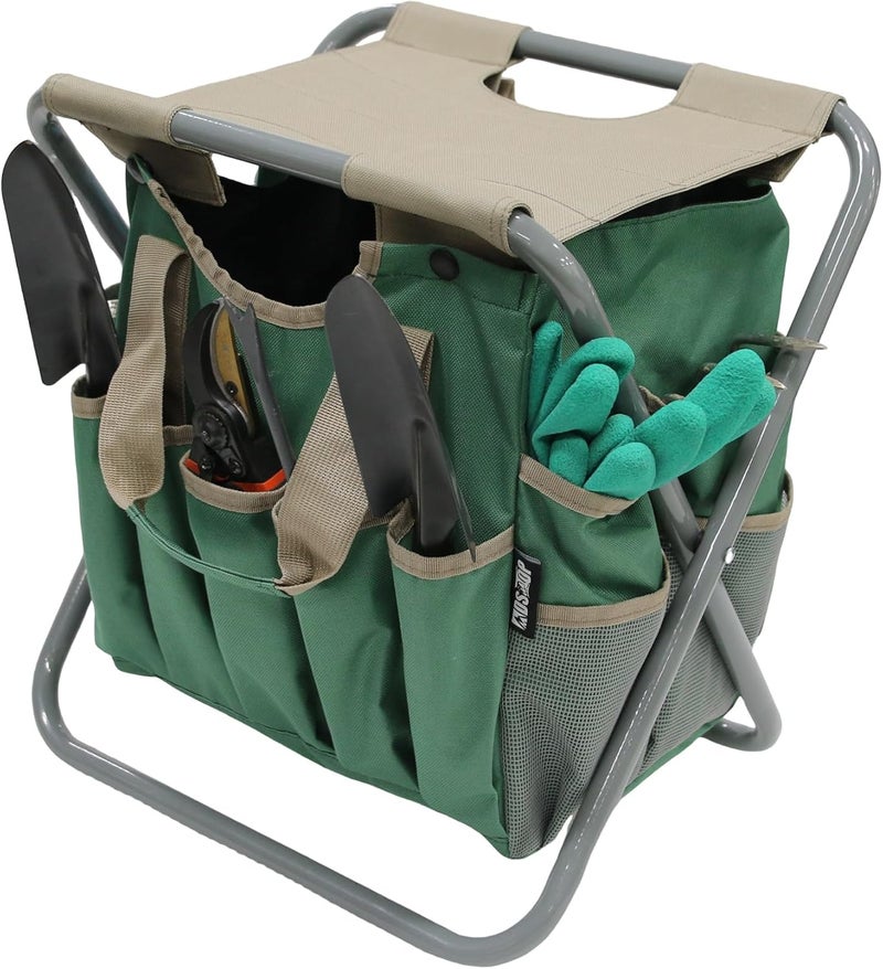 MDSTOP Folding Gardening Stool with Detachable Storage Tote Bag, Gardening Tools Set Organizer for Fishing Outdoor Sports Hiking Camping Garden, Gardening Gifts for Mom/Dad and Gardeners (Polyester) - Image 1