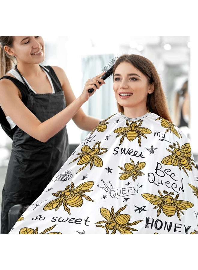 visesunny Barber Cape Honey Bee Golden Embroidery Queen Crown Polyester Hair Cutting Salon Cape Apron Anti-Static Haircut Water-Resistant Shaving Cloth Beard Shaving Bib Hairdressing Cape - Image 4