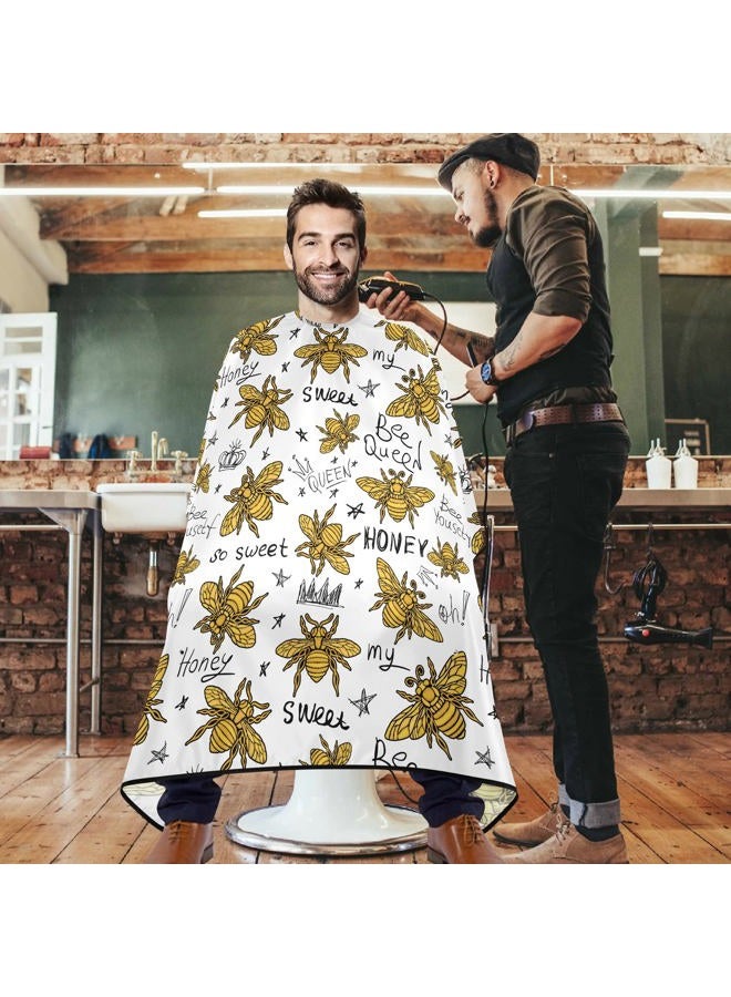 visesunny Barber Cape Honey Bee Golden Embroidery Queen Crown Polyester Hair Cutting Salon Cape Apron Anti-Static Haircut Water-Resistant Shaving Cloth Beard Shaving Bib Hairdressing Cape - Image 2