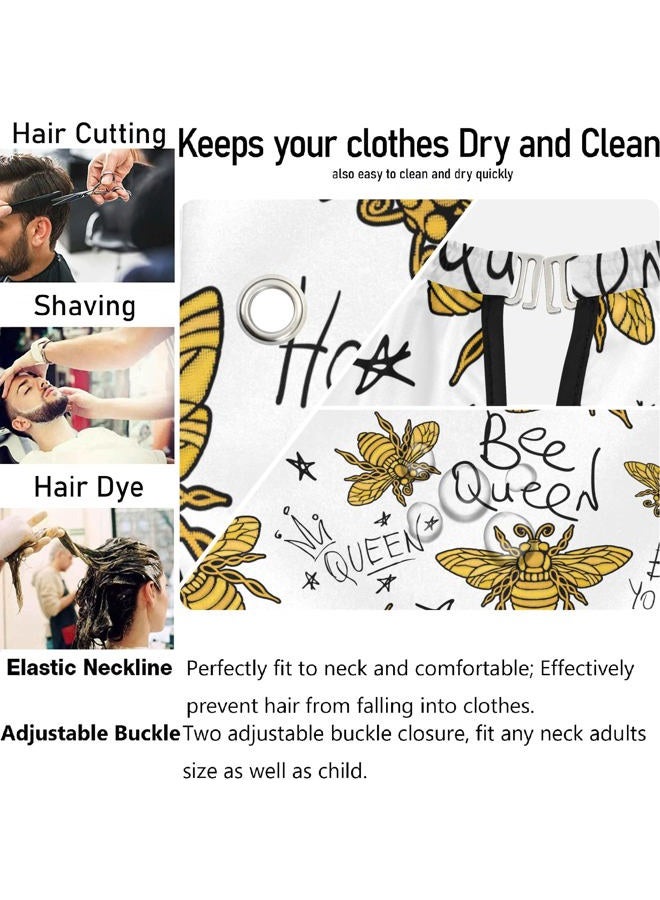 visesunny Barber Cape Honey Bee Golden Embroidery Queen Crown Polyester Hair Cutting Salon Cape Apron Anti-Static Haircut Water-Resistant Shaving Cloth Beard Shaving Bib Hairdressing Cape - Image 5