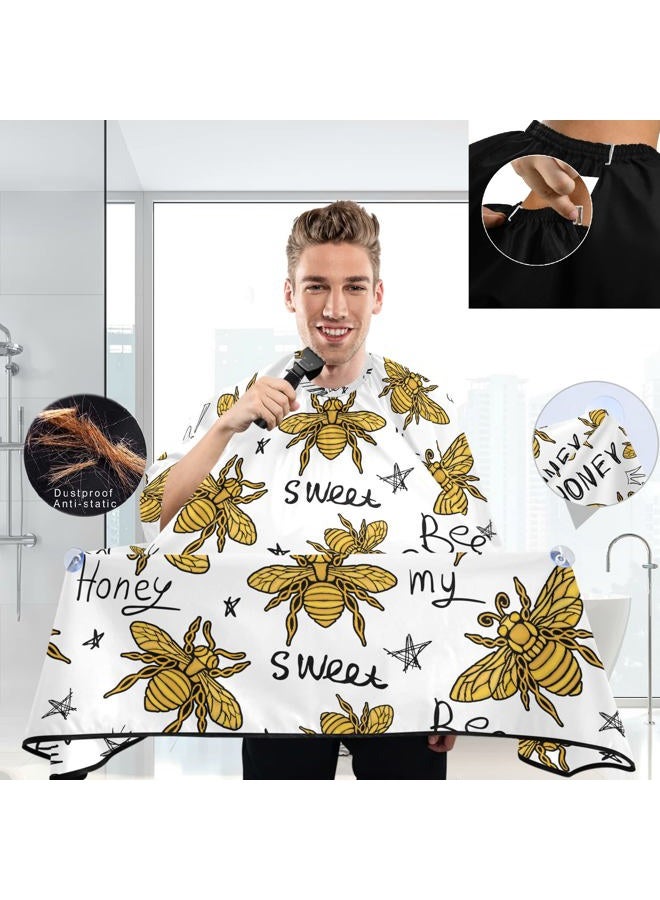 visesunny Barber Cape Honey Bee Golden Embroidery Queen Crown Polyester Hair Cutting Salon Cape Apron Anti-Static Haircut Water-Resistant Shaving Cloth Beard Shaving Bib Hairdressing Cape - Image 3