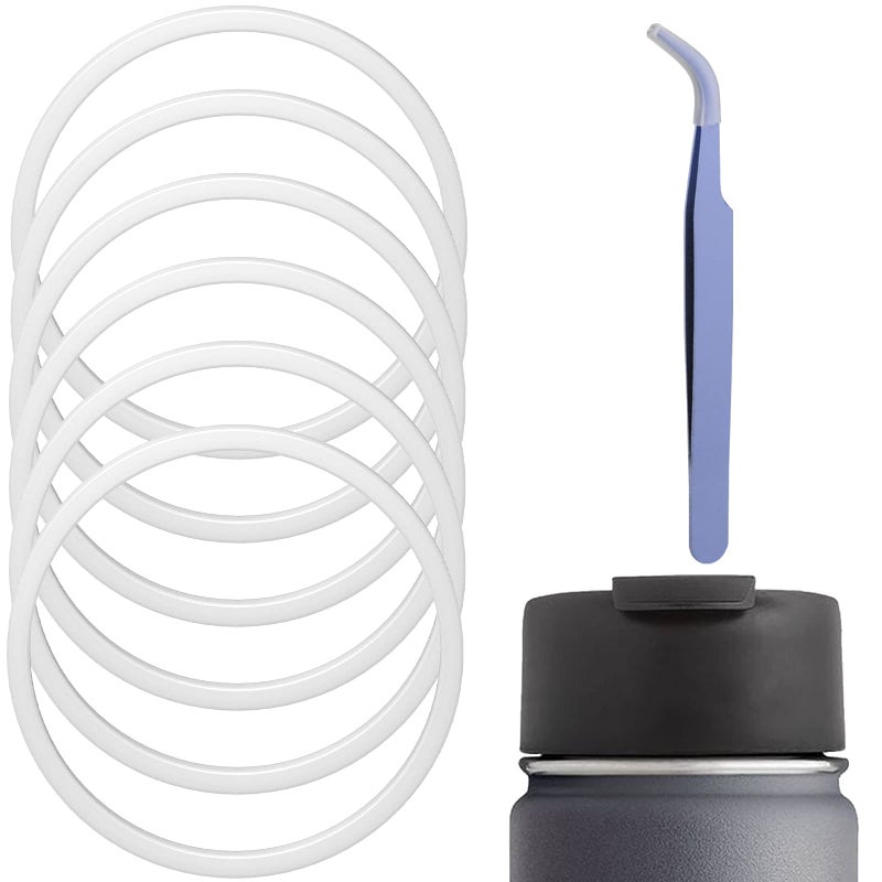 Ullnosoo Gasket Replacement Compatible with Hydro Flask Wide Mouth Flip Lid Cap, 6 PCS Silicone O Ring Leak Proof Seal Compatible with Hydroflask 2 inch with A Tweezer, Easy to Install - Image 1