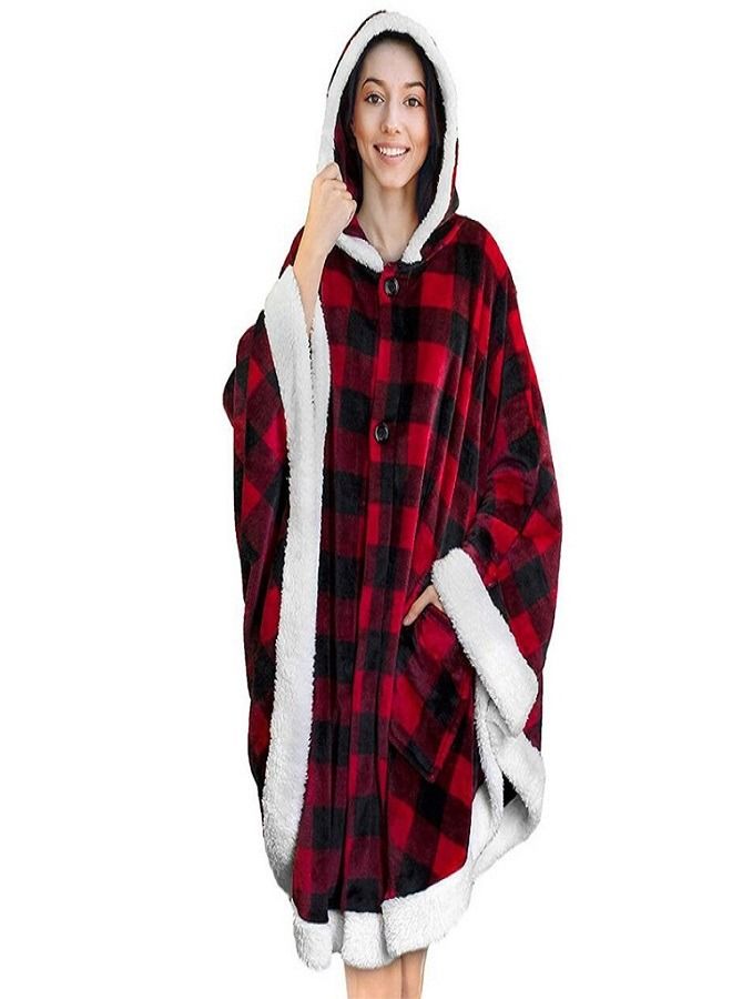 Winter Blanket Women Cloak Hoodies Velvet Warm TV Blanket with Pocket Oversized Soft Plush Hoody Homewear Shawl Women - Image 1