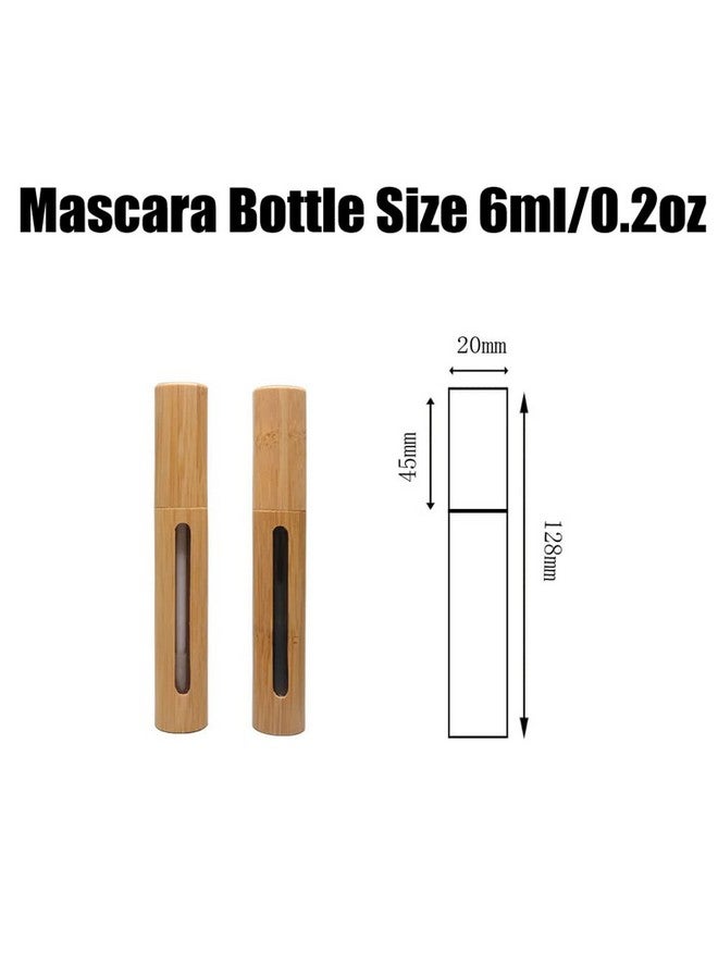 Quupy عبوات ماسكارا من الخيزران سعة 6 مل (0.2 أونصة) - 2 قطعة قابلة لإعادة التعبئة مع حامل لفرشاة الرموش للنساء والفتيات زيت نمو الرموش - Image 2