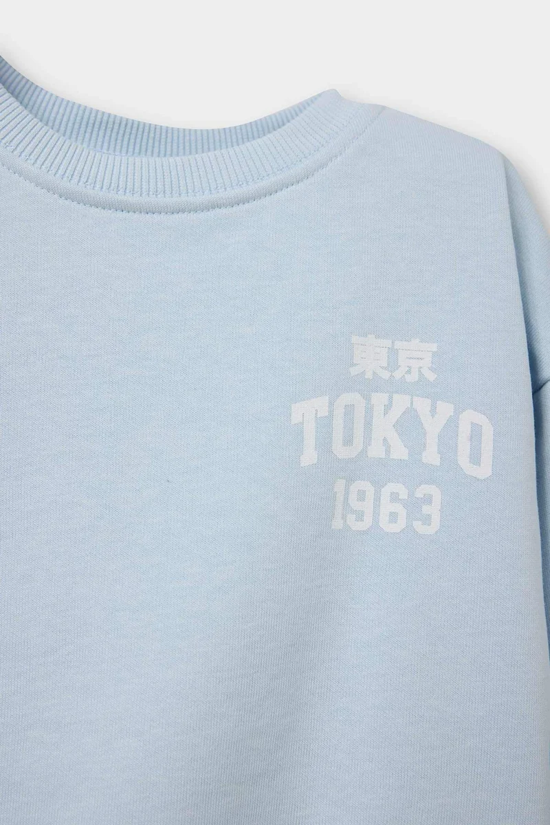 DeFacto Baby Boy Oversize Slogan Print Sweatshirt