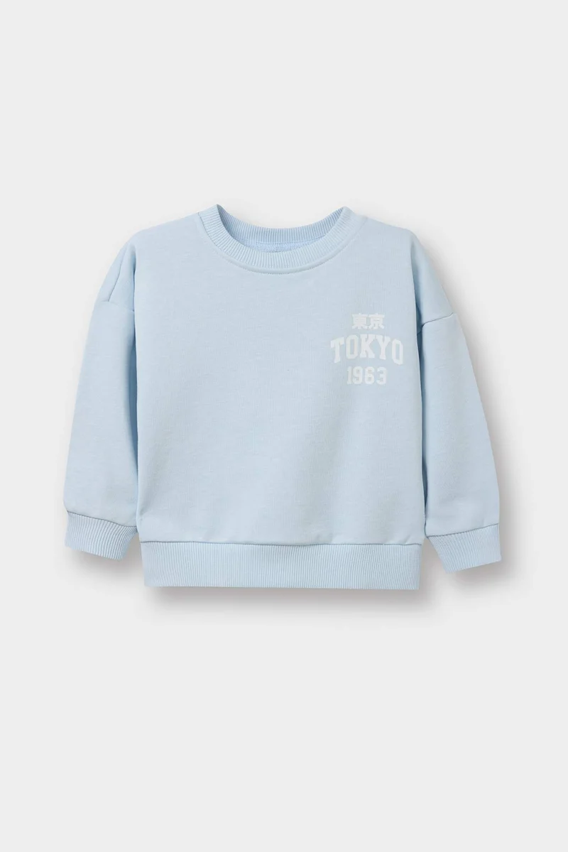 DeFacto Baby Boy Oversize Slogan Print Sweatshirt