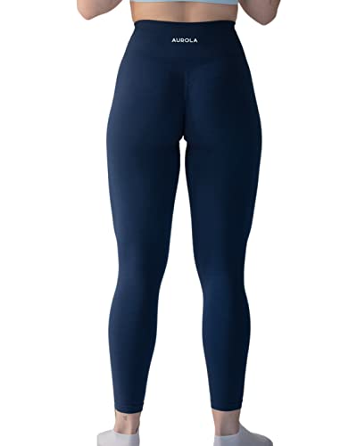 AUROLA Seamless Scrunch Legging Women Yoga Pants 7/8 Tummy Control Workout Running for Workout Fitness Sport Active Ankle Legging-25'' (S, Tuxedo Blue) - Image 2