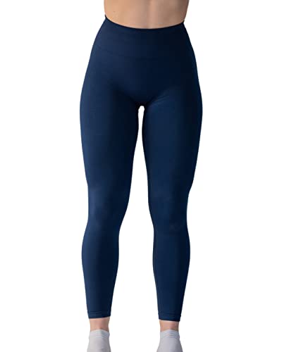 AUROLA Seamless Scrunch Legging Women Yoga Pants 7/8 Tummy Control Workout Running for Workout Fitness Sport Active Ankle Legging-25'' (S, Tuxedo Blue) - Image 3