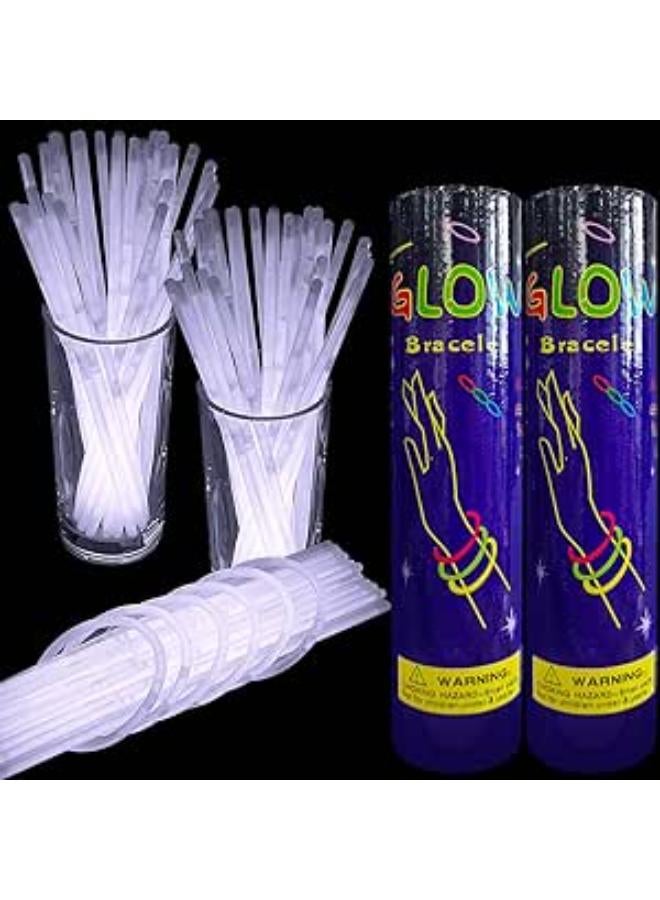 LAJTCXRCHY 200 قطعة من أساور وقلادات العصي المضيئة، 8 بوصات تتوهج في الظلام، هدايا حفلات مع 200 موصل وملحقات لزينة عطلة عيد الميلاد وحفلات الكرنفال