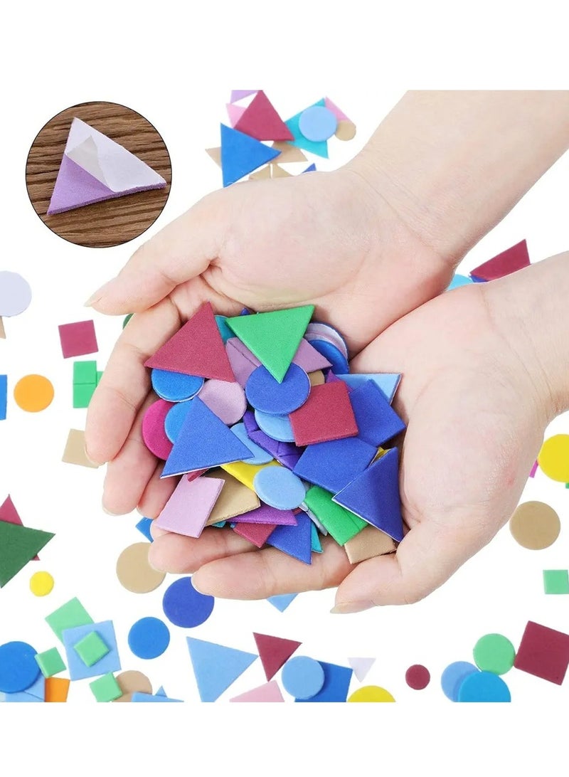 100 لون متنوع من الملصقات الإسفنجية ذات الأشكال الهندسية ذاتية اللصق (دائرة، مربع، مثلث) للحرف اليدوية التي تصنع هدايا للأطفال، الألعاب، الأنشطة الترفيهية المنزلية، هدايا الحفلات أو الديكور - Image 1