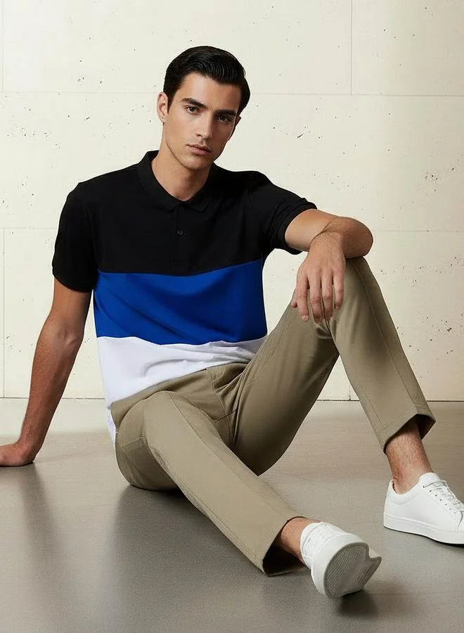 Splash FAV Men Short Sleeves Colourblock Polo T-shirt