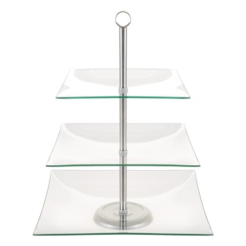 Chef Buddy Home Dess Chef Buddy Three Tier Square Glass Buffet and Dessert Stand, 1 Pack, Clear - Image 4