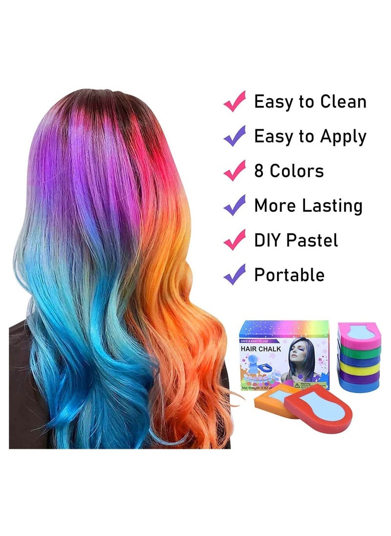 Generic - Hair Chalk for Kids, 8 Pcs Hair Chalk Dye, Portable Temporary Bright Hair 8 Color Dye for Girls Kids Women Gifts for Halloween Makeup Birthday DIY Washable - Image 1
