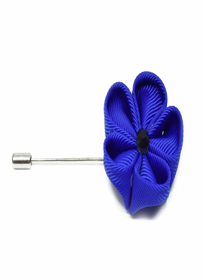 Deeperfetto Boutonniere for Suit Tuxedo & Formal Event| Lapel Pin for Men Suit| Brooch for Men |Tuxedo Flower | 5Petals Blue - Image 2