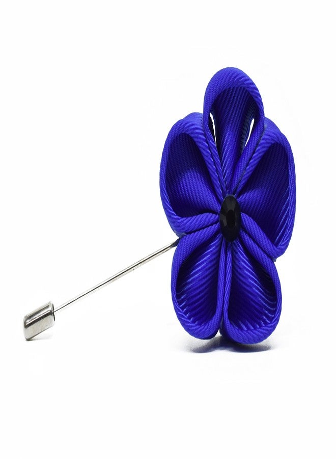 Deeperfetto Boutonniere for Suit Tuxedo & Formal Event| Lapel Pin for Men Suit| Brooch for Men |Tuxedo Flower | 5Petals Blue - Image 1