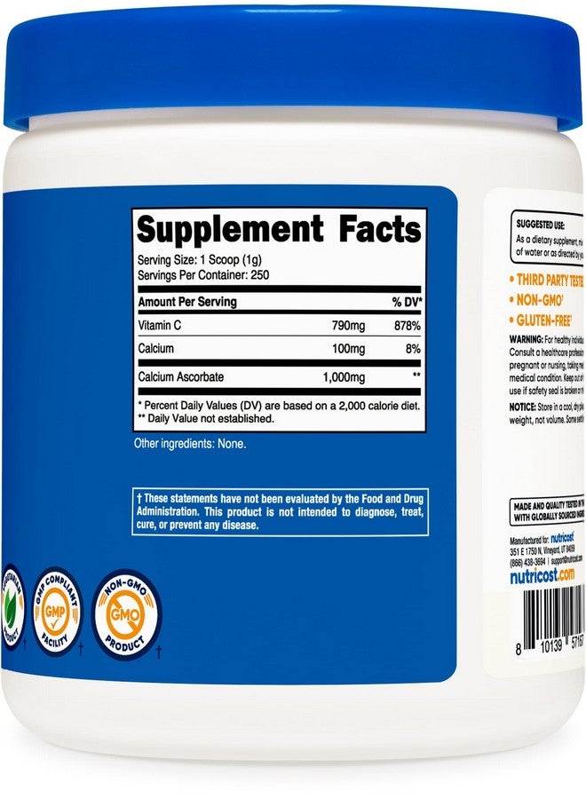 مسحوق أسكوربات الكالسيوم من نيوتريكوست 250 جرام (بدون نكهة، 250 وجبة) - مركب فيتامين سي والكالسيوم، غير معدّل وراثيًا، نباتي - Image 5