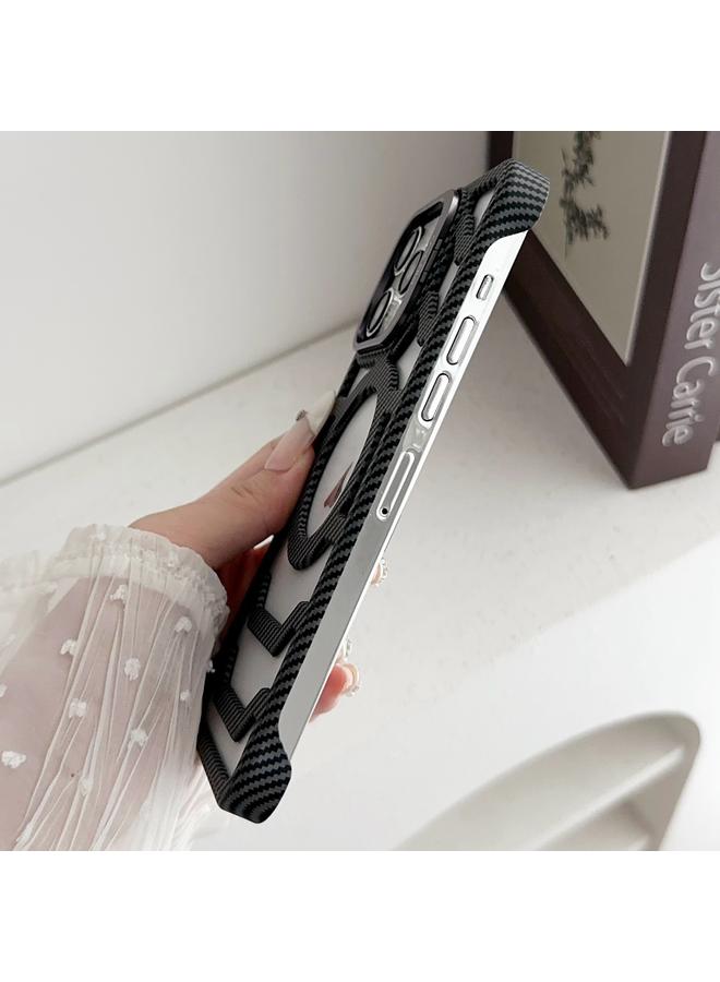 Zaboon Case For iPhone 13 Pro Max Borderless Carbon Fiber Lens Protection Bracket MagSafe Phone Case - Image 2