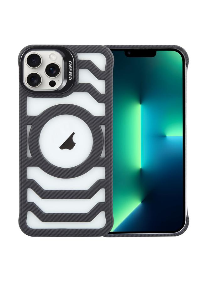 Zaboon Case For iPhone 13 Pro Max Borderless Carbon Fiber Lens Protection Bracket MagSafe Phone Case - Image 1