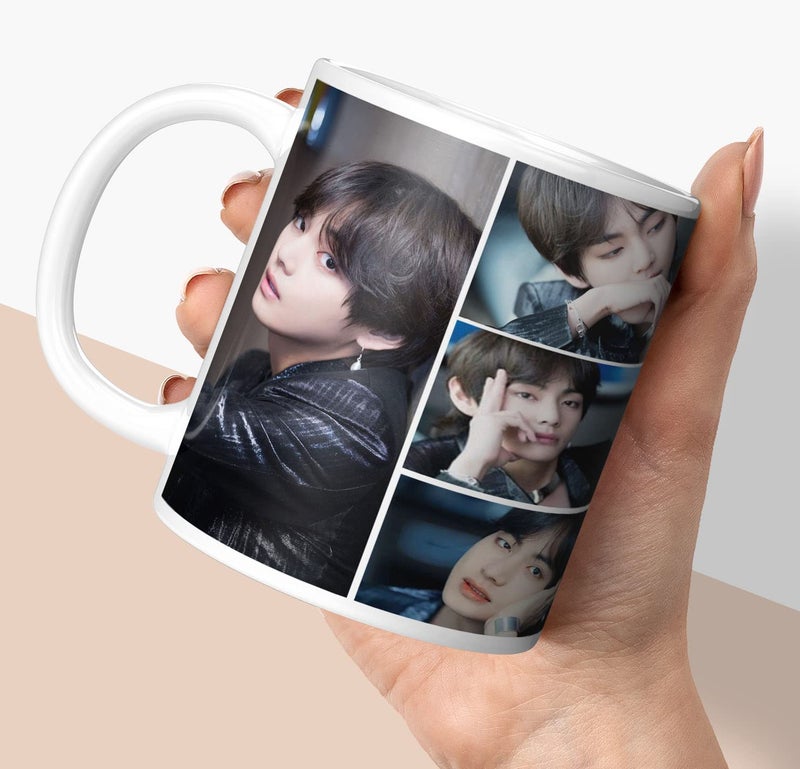NH10 DESIGNS NH10 DESIGNS Ceramic BTS Printed Coffee Mug BTS Mug for Girls Boys Friends Birthday Gifts BTS Music Band V Suga JHope Jungkook Jin Jimin Rm BTS Army Logo Print Tea Cups 350Ml Btsallv 530 - Image 1