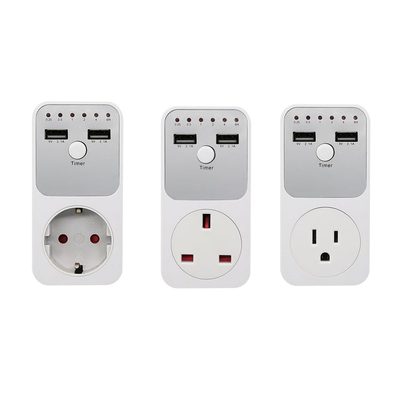 Countdown Timer Socket UK Plug With 2 USB Ports - Energy Saving Over-Voltage Protection Voltage Protector for Home Electronic Equipment - Image 2