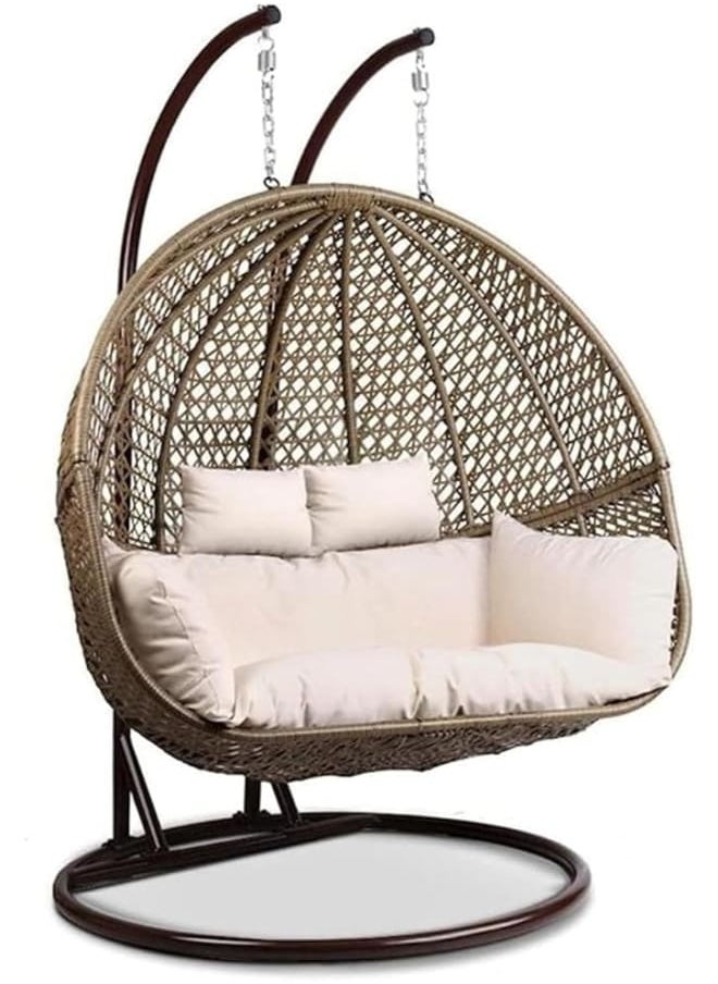 Sweet Furniture Rattan Swing Chair with Iron Chassis – Single Seat for Garden, Balcony, Porch, or Roof. 