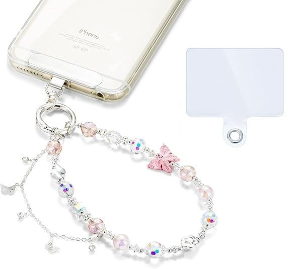 KHOLAD Phone Charm, Detachable Anti Theft Strap, Hands-Free iPhone Wrist Strap, Phone Chain Wristlet - Fits Apple, Samsung, Google Pixel & More (Butterfly) - Image 1