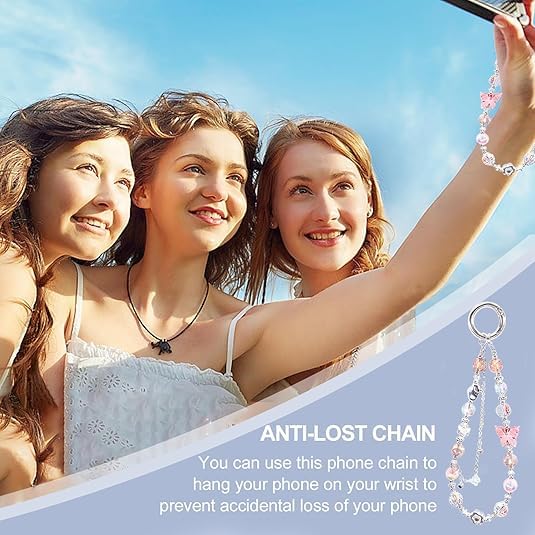 KHOLAD Phone Charm, Detachable Anti Theft Strap, Hands-Free iPhone Wrist Strap, Phone Chain Wristlet - Fits Apple, Samsung, Google Pixel & More (Butterfly) - Image 3