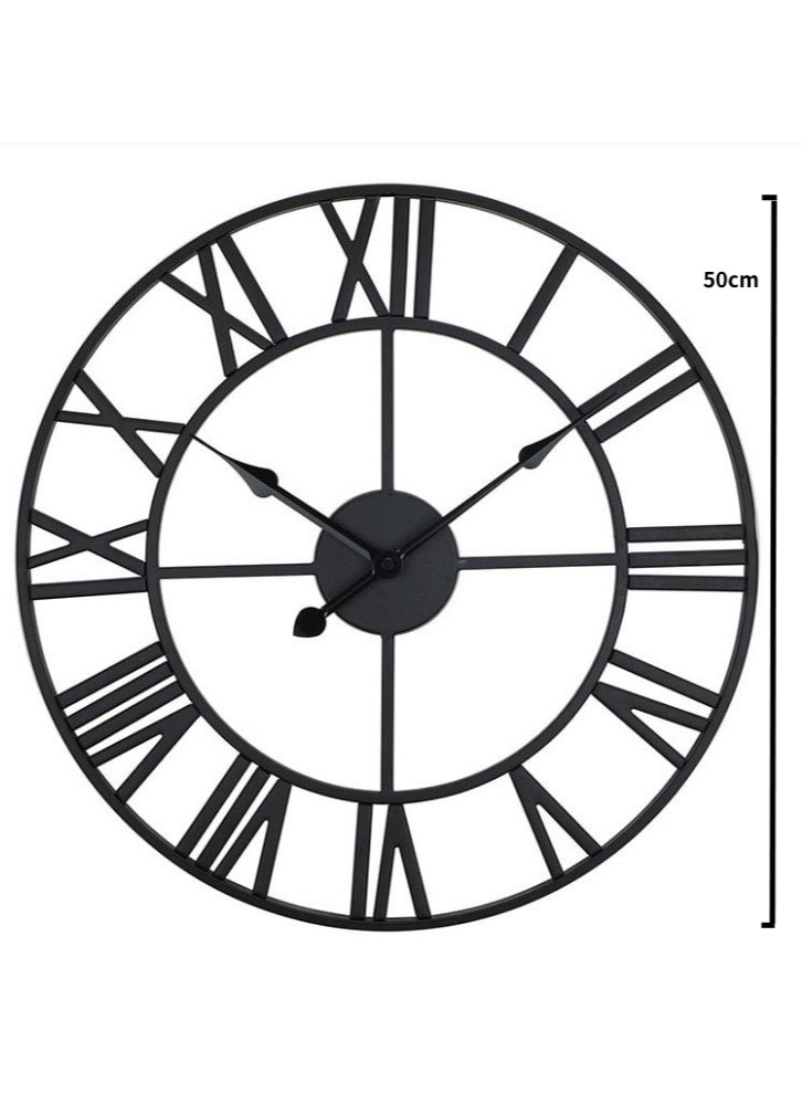 ARNOTEC 50CM Stunning Silent Skeleton Indoor/Garden Large Wall Clock Roman Numeral Open Face Metal Clock Round Iron  - Image 2