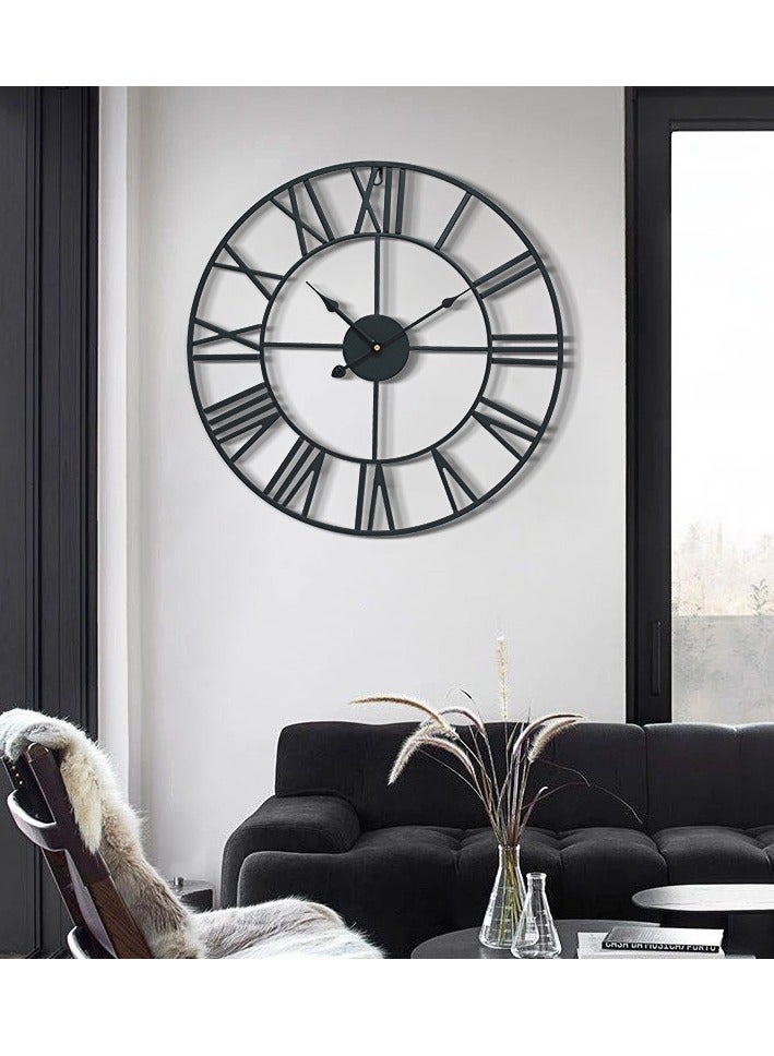 ARNOTEC 50CM Stunning Silent Skeleton Indoor/Garden Large Wall Clock Roman Numeral Open Face Metal Clock Round Iron  - Image 5