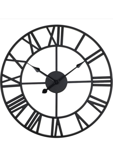 50CM Stunning Silent Skeleton Indoor/Garden Large Wall Clock Roman Numeral Open Face Metal Clock Round Iron