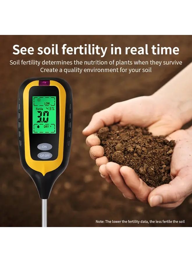6 In 1 Soil Tester Digital Moisture Meter Portable pH Temperature Sunlight Humidity Fertility Sensor Without Batteries - Image 5