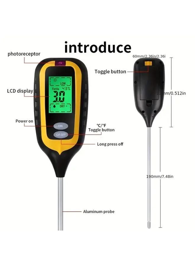 6 In 1 Soil Tester Digital Moisture Meter Portable pH Temperature Sunlight Humidity Fertility Sensor Without Batteries - Image 3