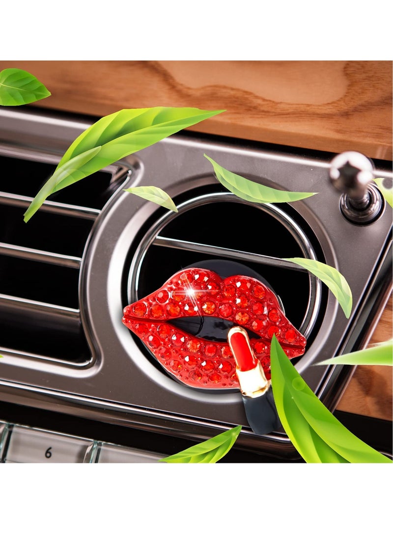 Excefore - Car Air Vent Clip, 4 Pcs Bling Car Decoration Red Lips Car Vent Clip Red Lips Car Vent Diffuser Lips Air Vent Clip Decoration Diamond Accessories - Image 1