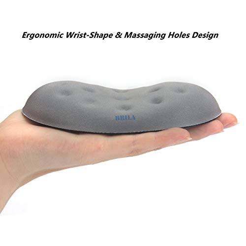 BRILA Ergonomic Memory Foam Mouse Wrist Rest Support Pad Cushion for Computer, Laptop, Office Work, PC Gaming - Massage Holes Design - Wrist Pain Relief (Grey Mouse Wrist Rest) - Image 4