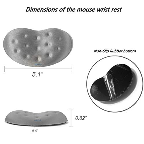 BRILA Ergonomic Memory Foam Mouse Wrist Rest Support Pad Cushion for Computer, Laptop, Office Work, PC Gaming - Massage Holes Design - Wrist Pain Relief (Grey Mouse Wrist Rest) - Image 3