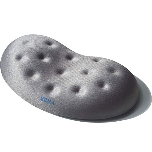BRILA Ergonomic Memory Foam Mouse Wrist Rest Support Pad Cushion for Computer, Laptop, Office Work, PC Gaming - Massage Holes Design - Wrist Pain Relief (Grey Mouse Wrist Rest) - Image 1