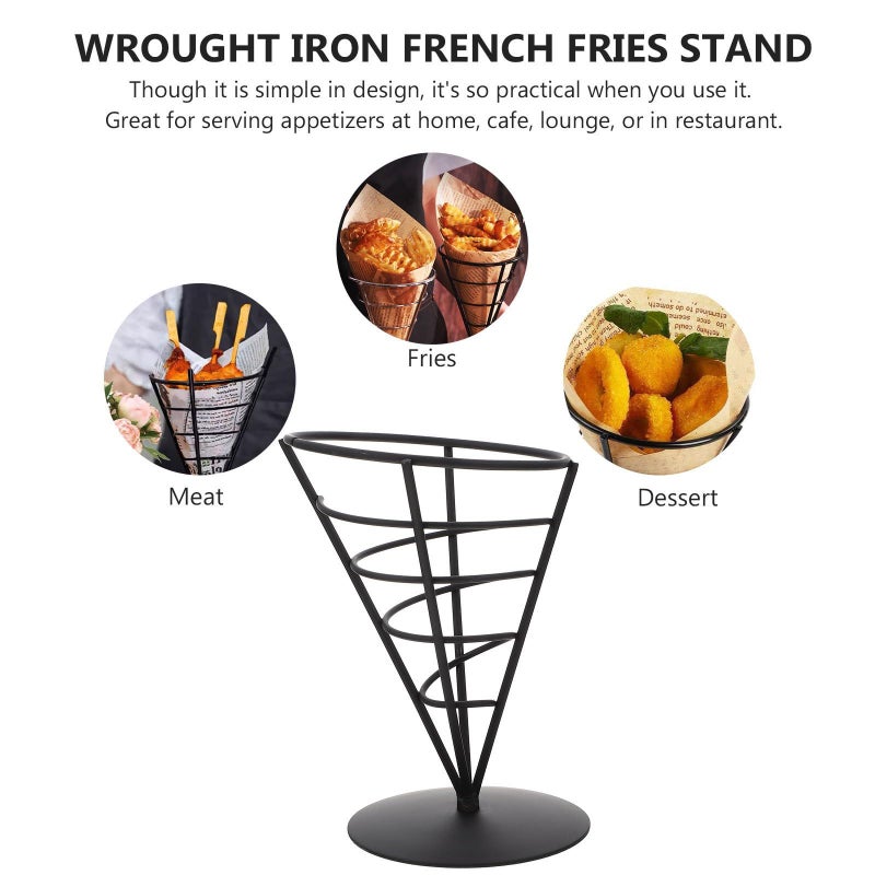 Stainless Steel Single Cone Snack Basket Wire Fry Stand Holder - Image 4