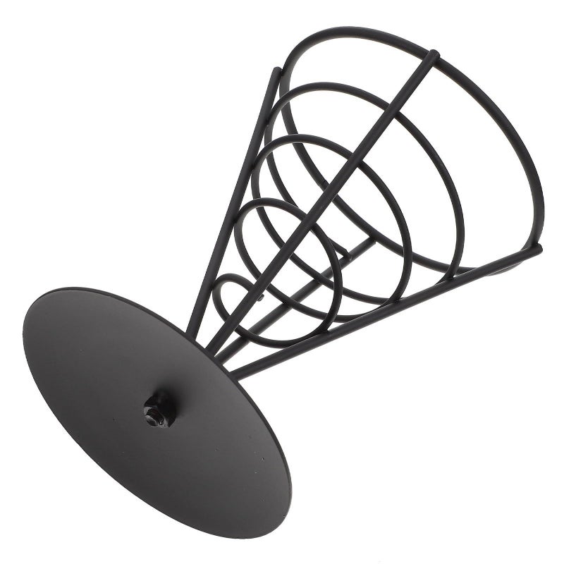 Stainless Steel Single Cone Snack Basket Wire Fry Stand Holder - Image 2