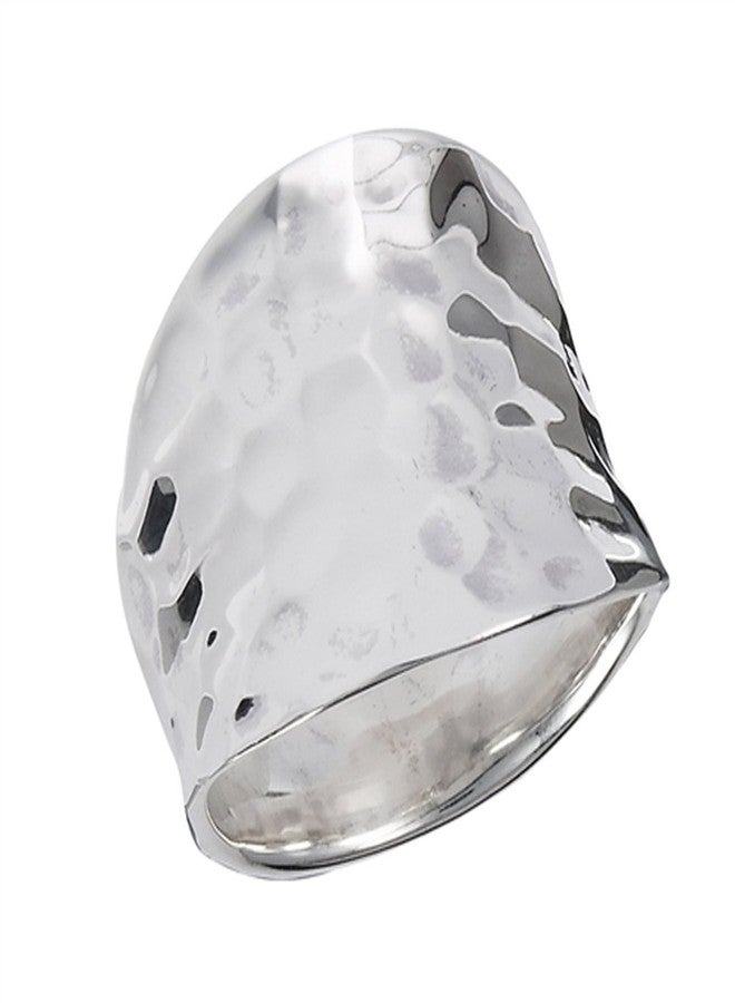 Sac Silver Concave Hammered Wide Fashion Large Ring New 925 Sterling Silver Band Size 10 - Image 1